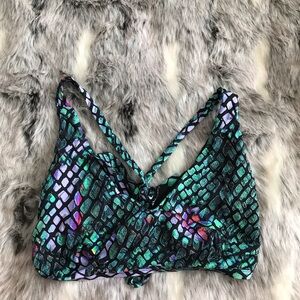 Pakaloha Teal Purple Black Scale-Print Bikini Top